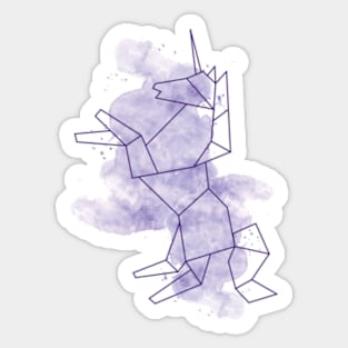 Watercolor Origami Unicorn Purple Sticker